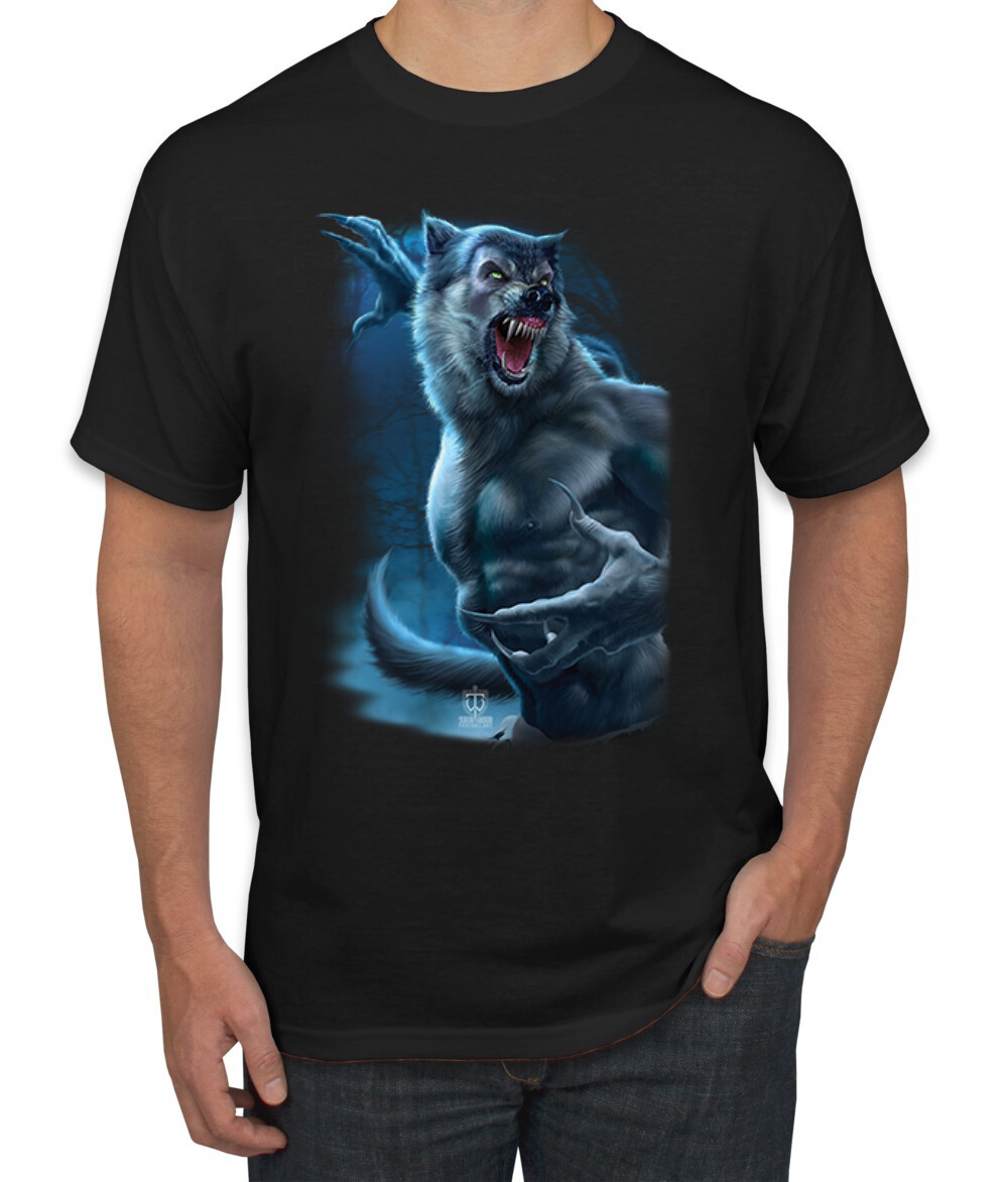 Werewolf Woods in the Night Scary Horror Pop Culture Men Graphic Tshirt