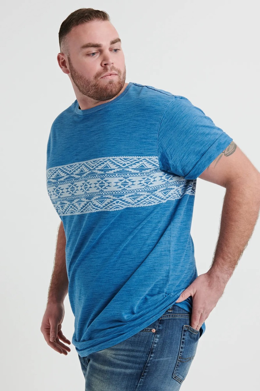 Indigo Jacard Chest Stripe Tee XL Tall NWT Tee