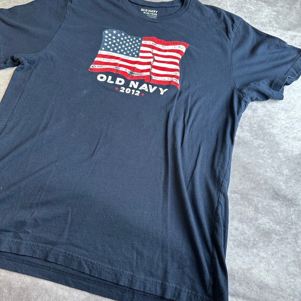 Old Navy 2012 American Flag T-Shirt Mens XXL Navy Blue USA Graphic Tee