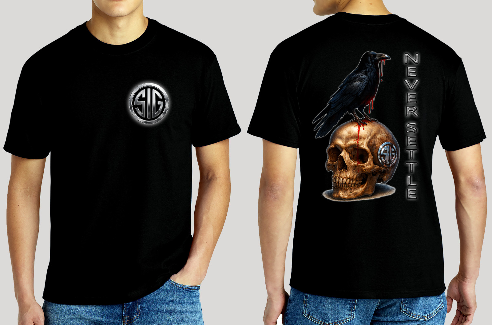 Sig Sauer Crow / Skull Gildan 6.1 oz. Heavyweight S M L XL 2XL 3XL 4XL 5XL