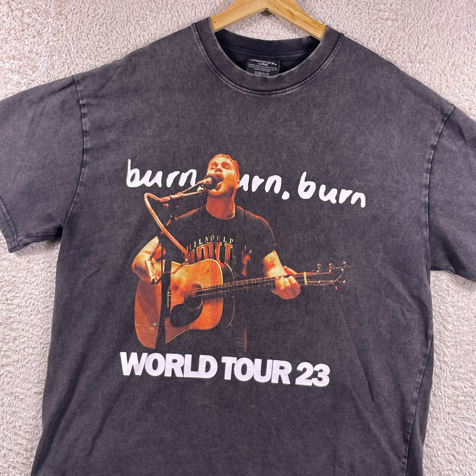 Zach Bryan Burn Burn Burn World Tour 2023 T-Shirt Mens Large Black Concert Merch