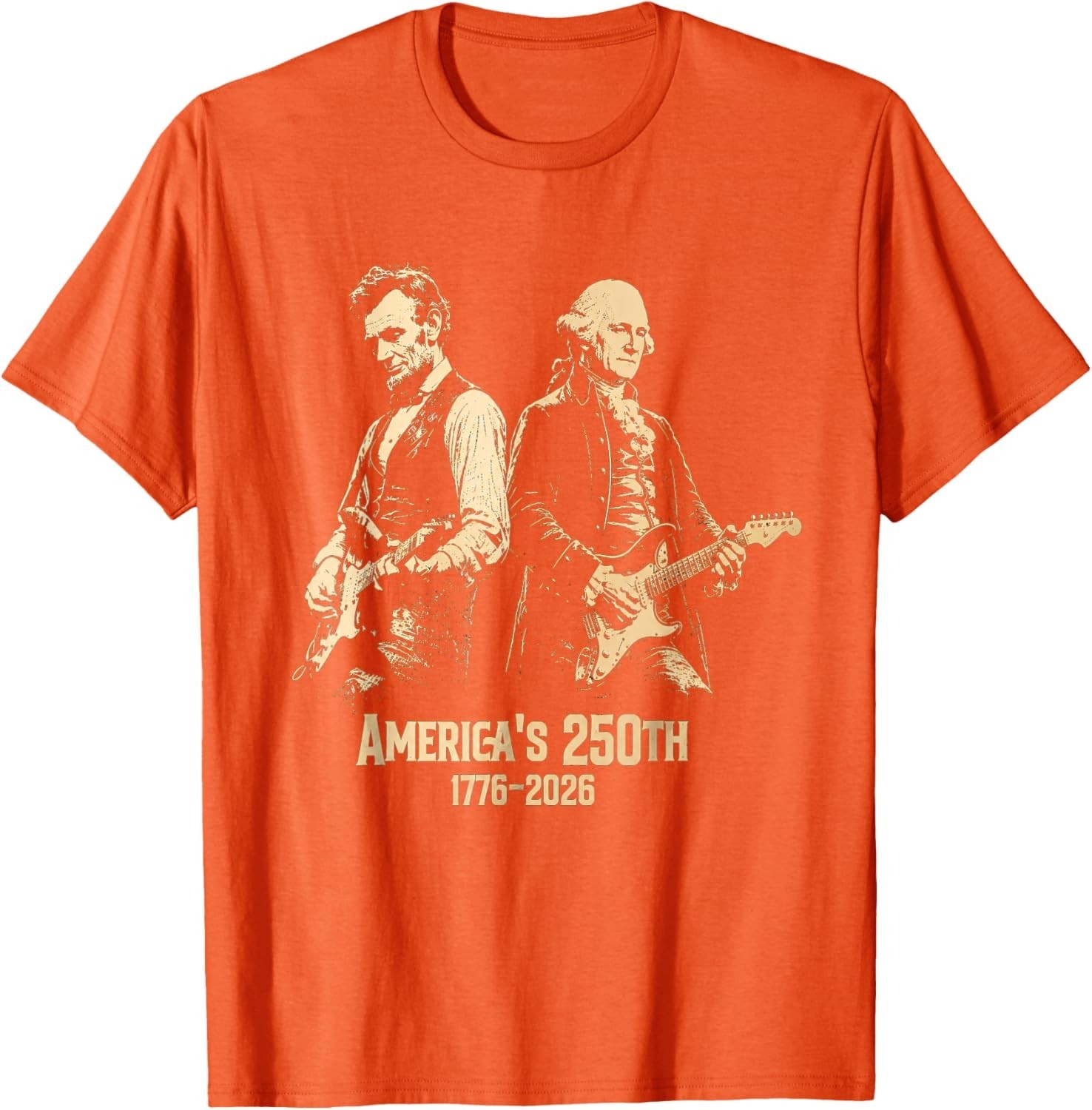 George Washington Lincoln Playing Guitar Abe Lincoln 250th T-Shirt