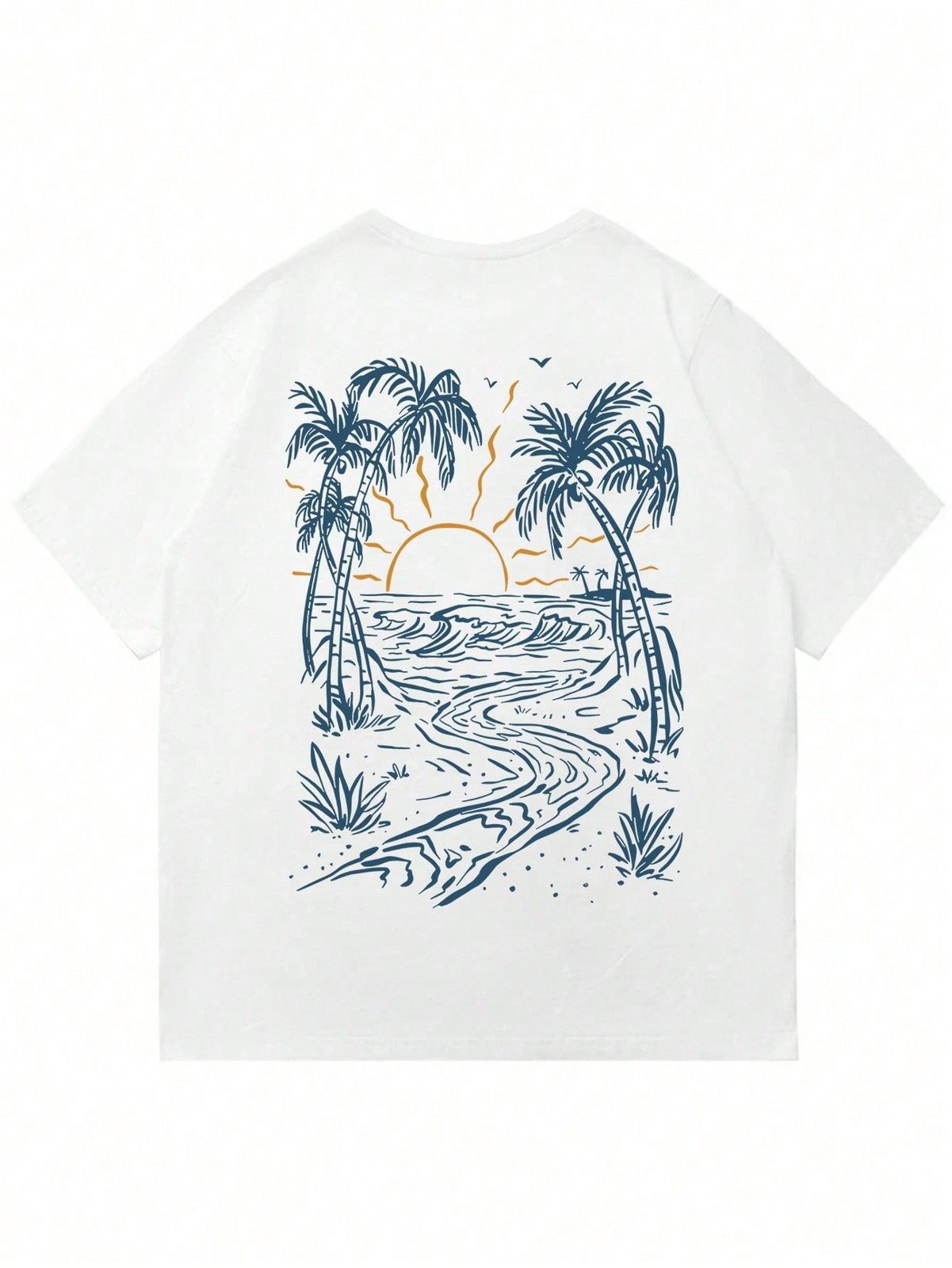 Coastal Men’s Vacation Style Island Element Printed Short Sleeve T-Shirt