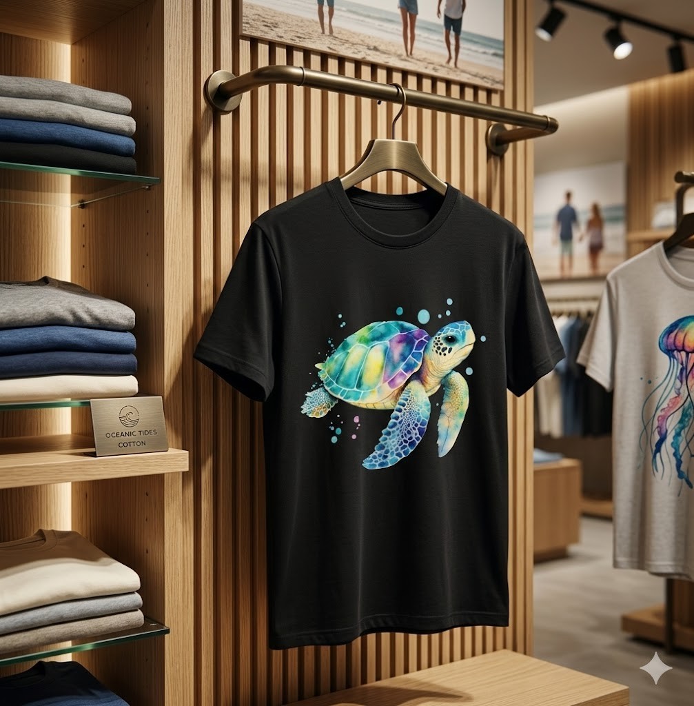 Turtle Splash Artwork – Beach Ocean Wildlife Animal Lover T-Shirt – H069