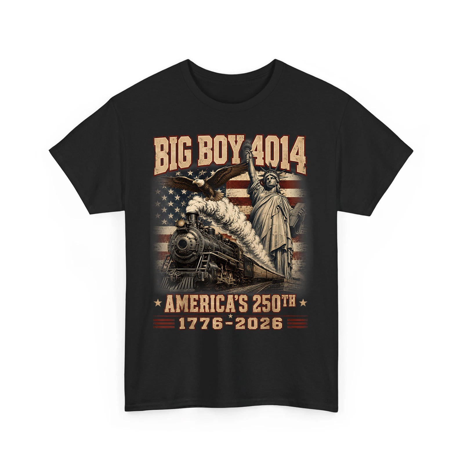 250th Anniversary USA Big Boy 4014 Train Vintage US Flag Unisex T-Shirt