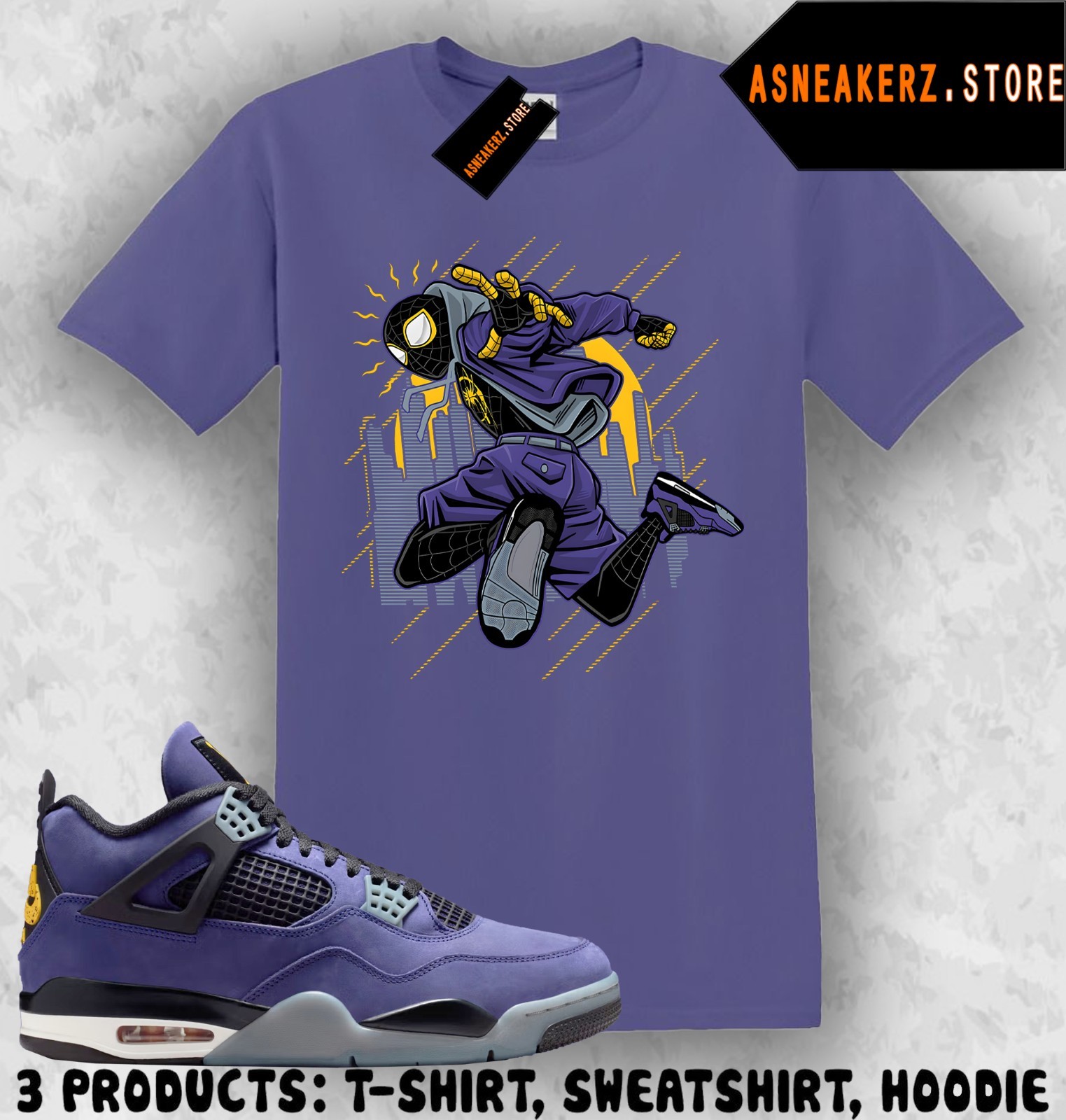 Tee Shirt Matching AJ 4 Lakers Lakeshow 2026 Match Sneaker Miles Morales T-Shirt