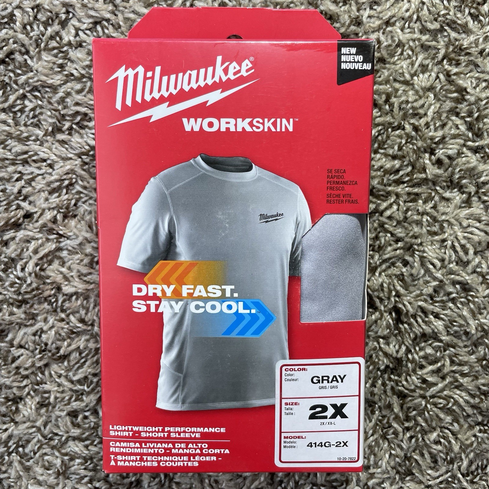 Milwaukee Workskin Performance T Shirt Short Sleeve Crew Men’s Size 2XL Gray NEW