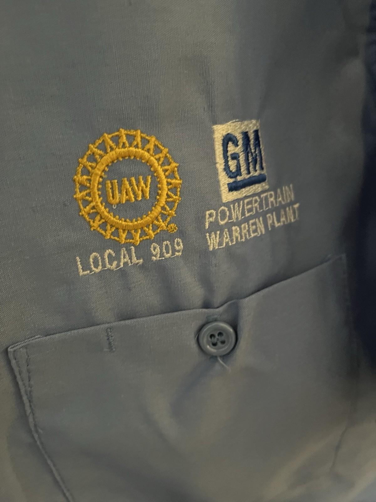 (4) Vintage GM Powertrain Warren Plant UAW Local 909 Uniform ShirtS USA Made XL
