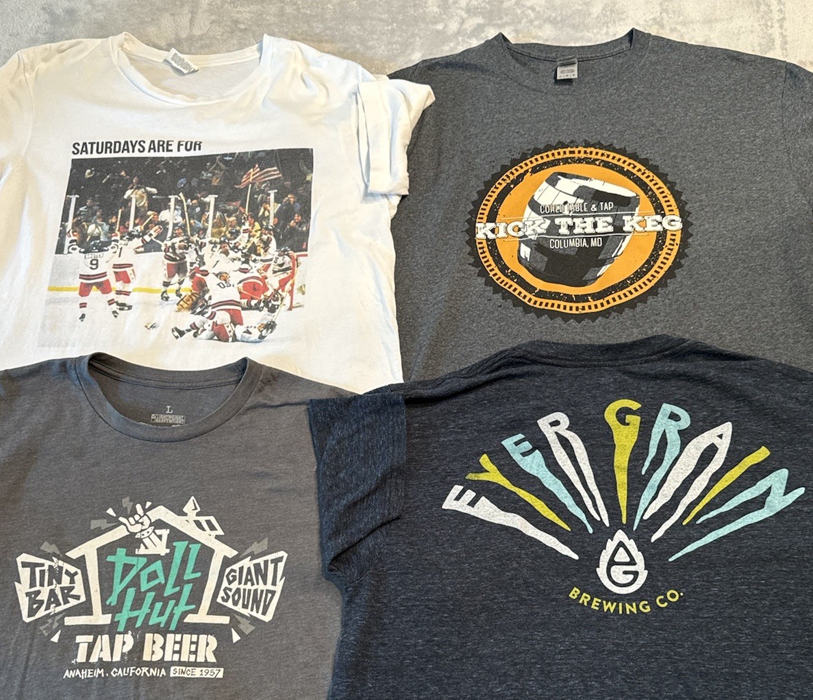 Large Barstool Sports Dive Bar Shirt Club Lot USA Hockey Saturdays Brewing Beer