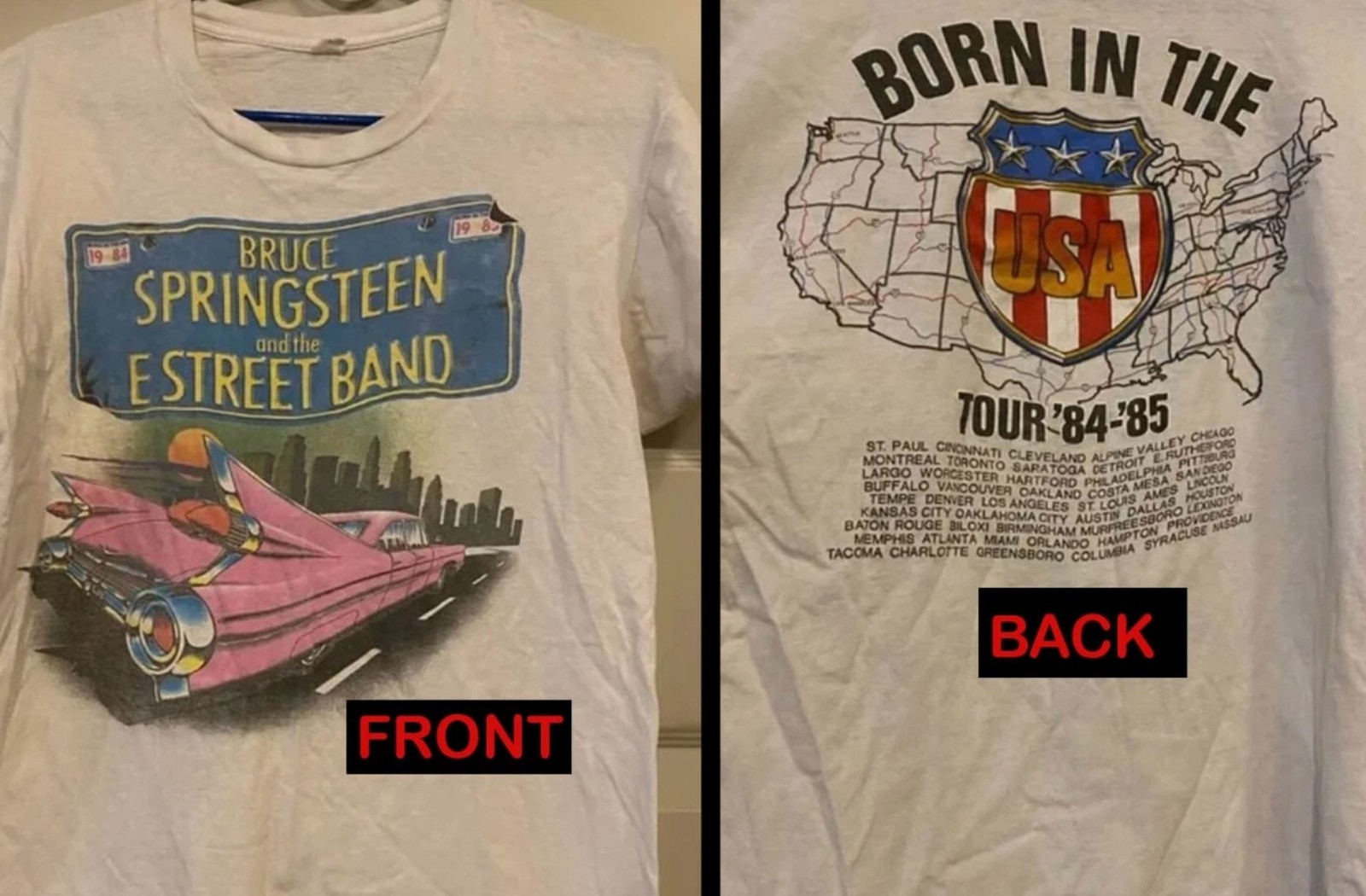 Vintage 83-84 Bruce Springsteen and The E Street Band Born in The USA tour tees