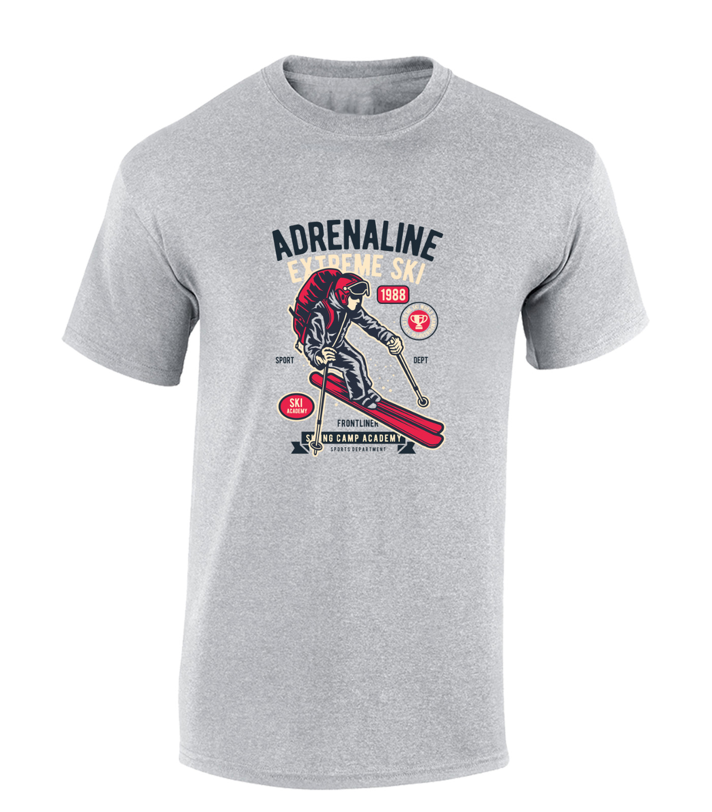 ADRENALINE EXTREME SKI MENS T SHIRT SKIING DESIGN COOL HOLIDAY CLOTHING GIFT TOP
