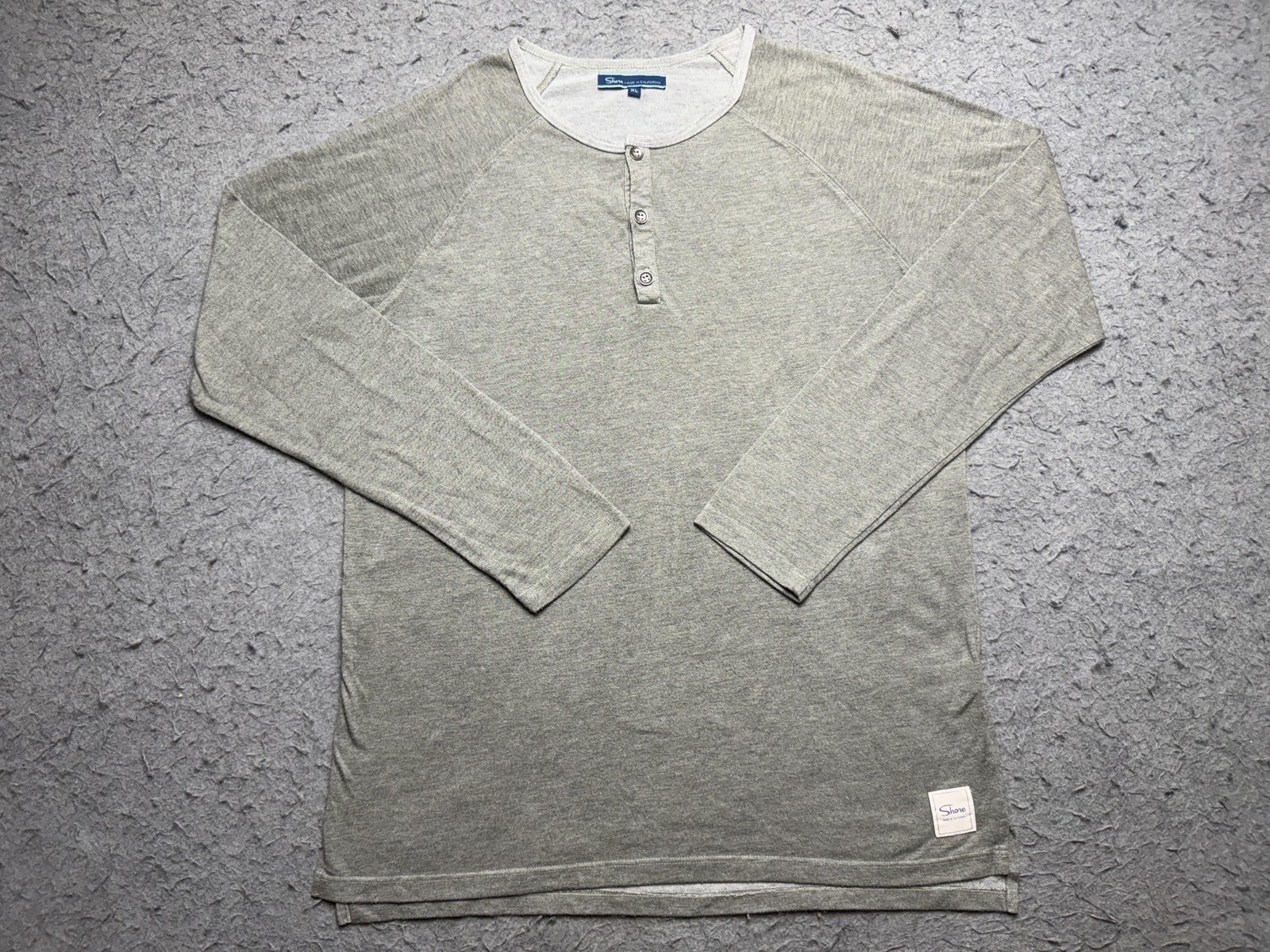Shore Shirt Mens XL Green Long Sleeve Henley Cotton Rayon Polyester Made In USA