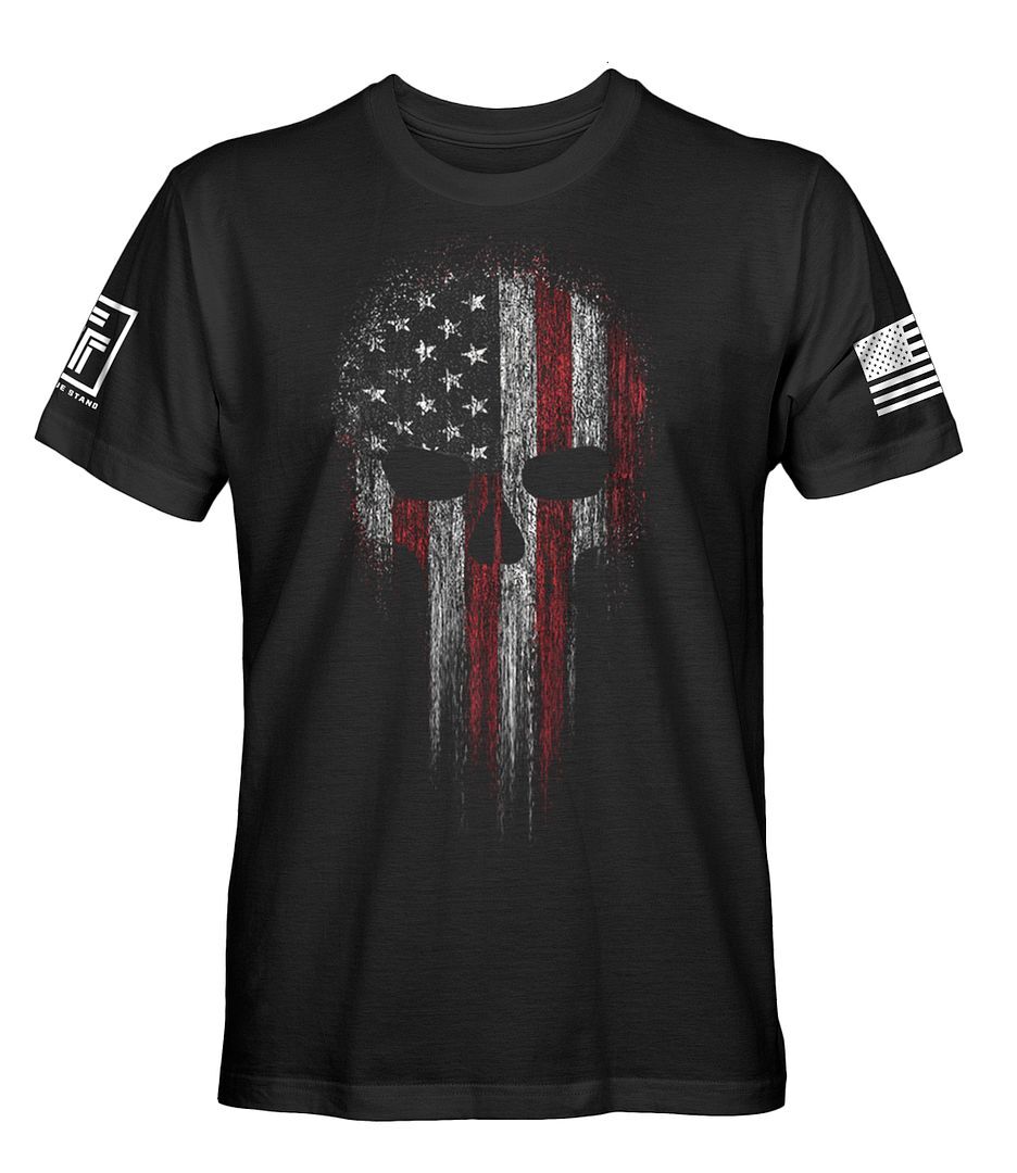 USA American Military Skull Flag Patriotic T-Shirt