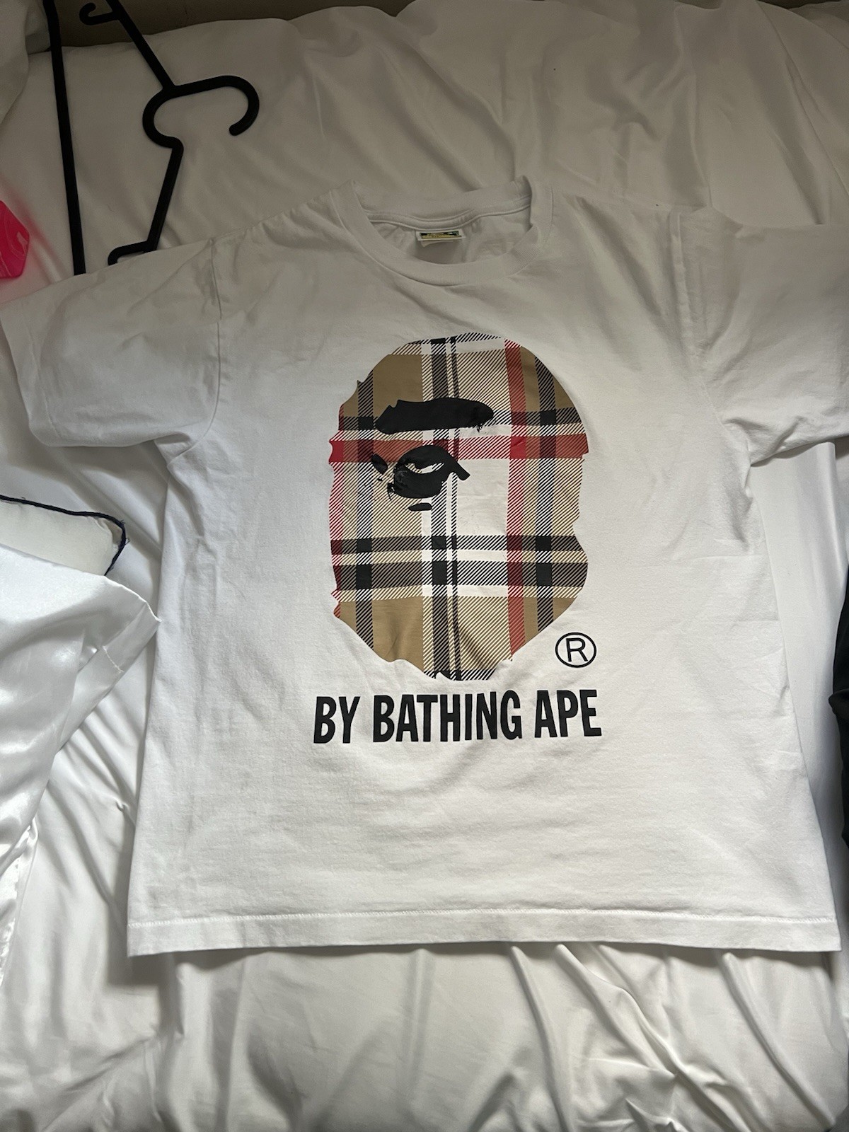 A Bathing Ape BAPE White Ape Head Logo Graphic Crew Neck T-Shirt Men’s S