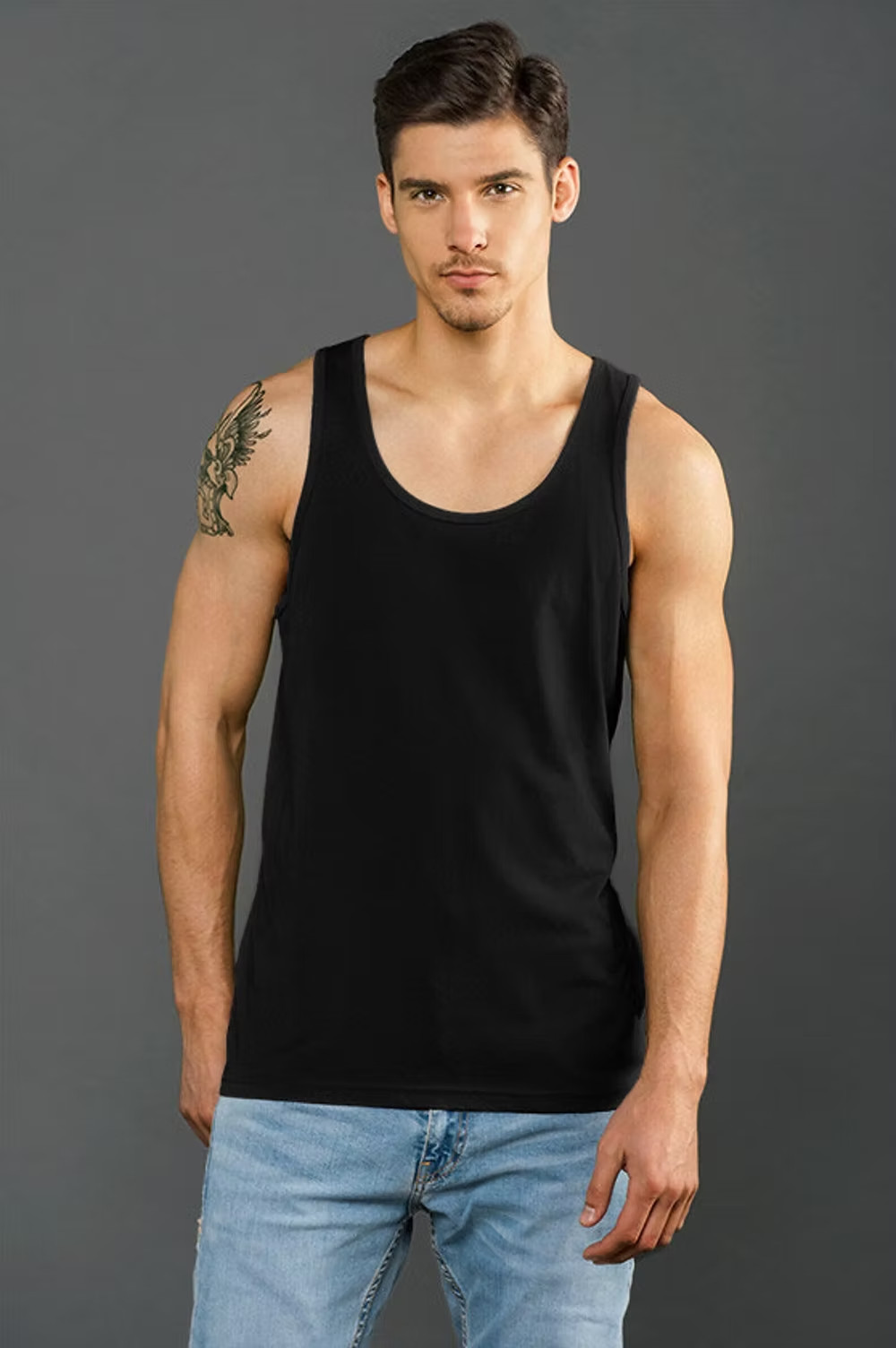 Blanks+ Unisex Fine Jersey Tank, Black, White, XS-2XL, Eco-Hybrid Cotton Blend
