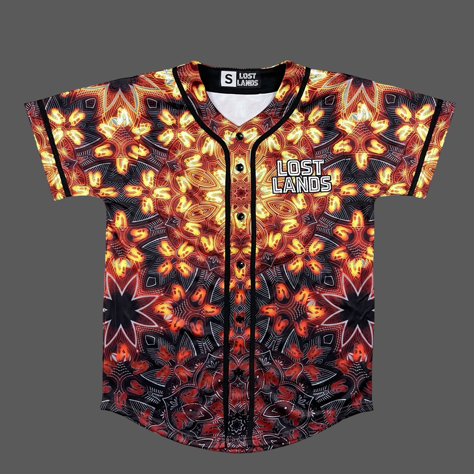 Lost Lands Electronic Music Festival Baseball Jersey Dino Print Men’s Small NEW
