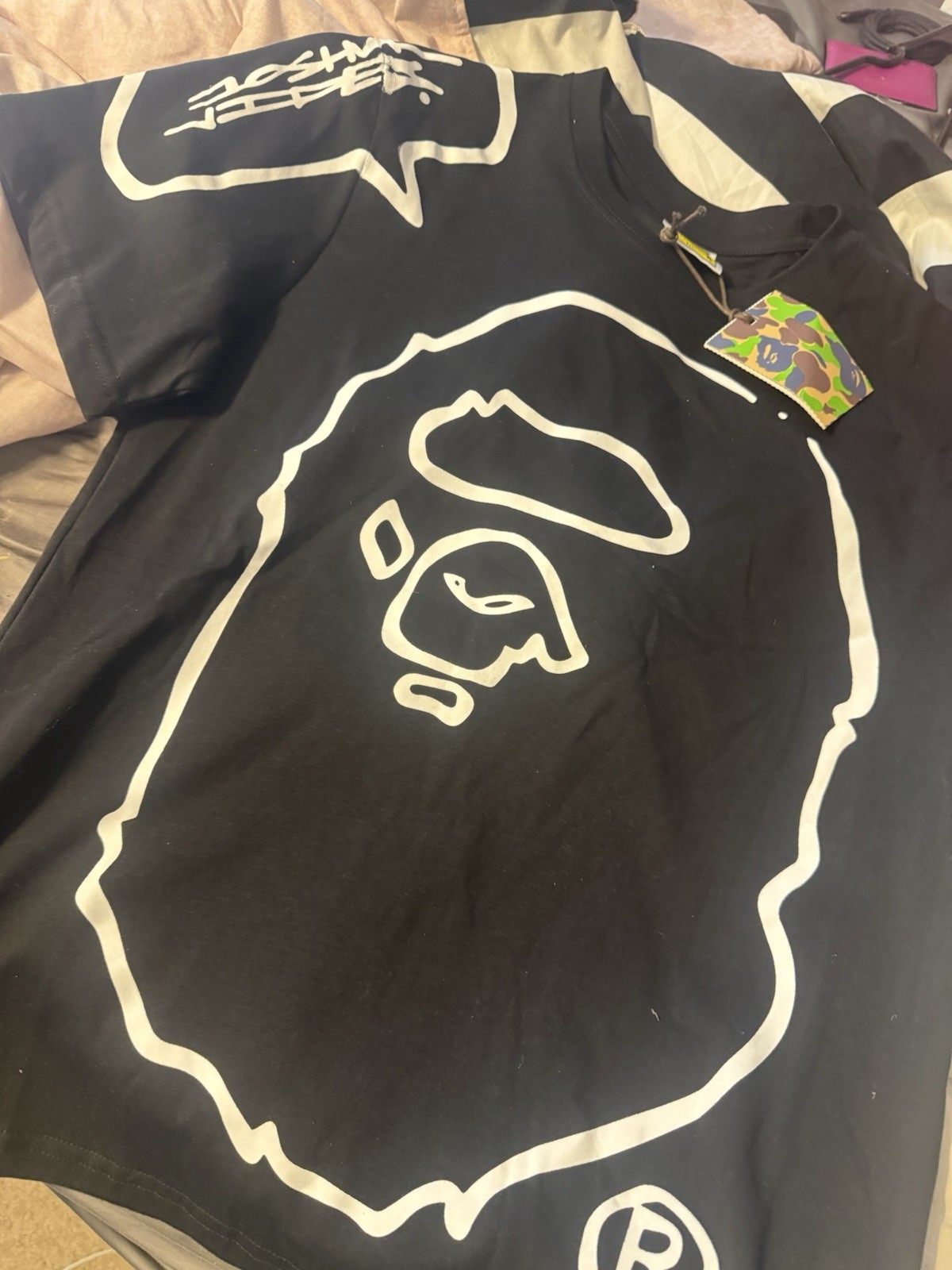 A Bathing Ape BAPE Men’s Black Logo Graphic T-Shirt Crew Neck Short Sleeve 2XL