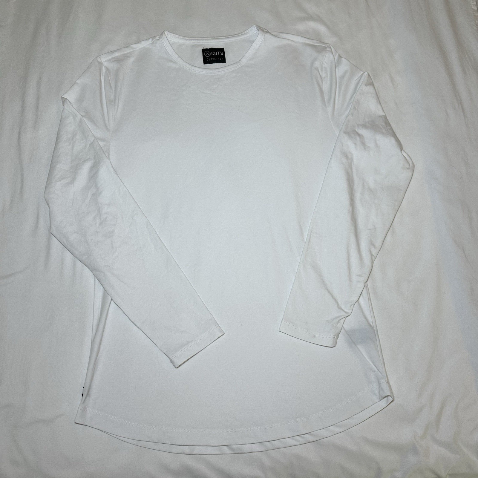 Cuts Mens Long Sleeve Shirt Lot Of 2 Curve-Hem PYCA Pro Size Large White Mauve