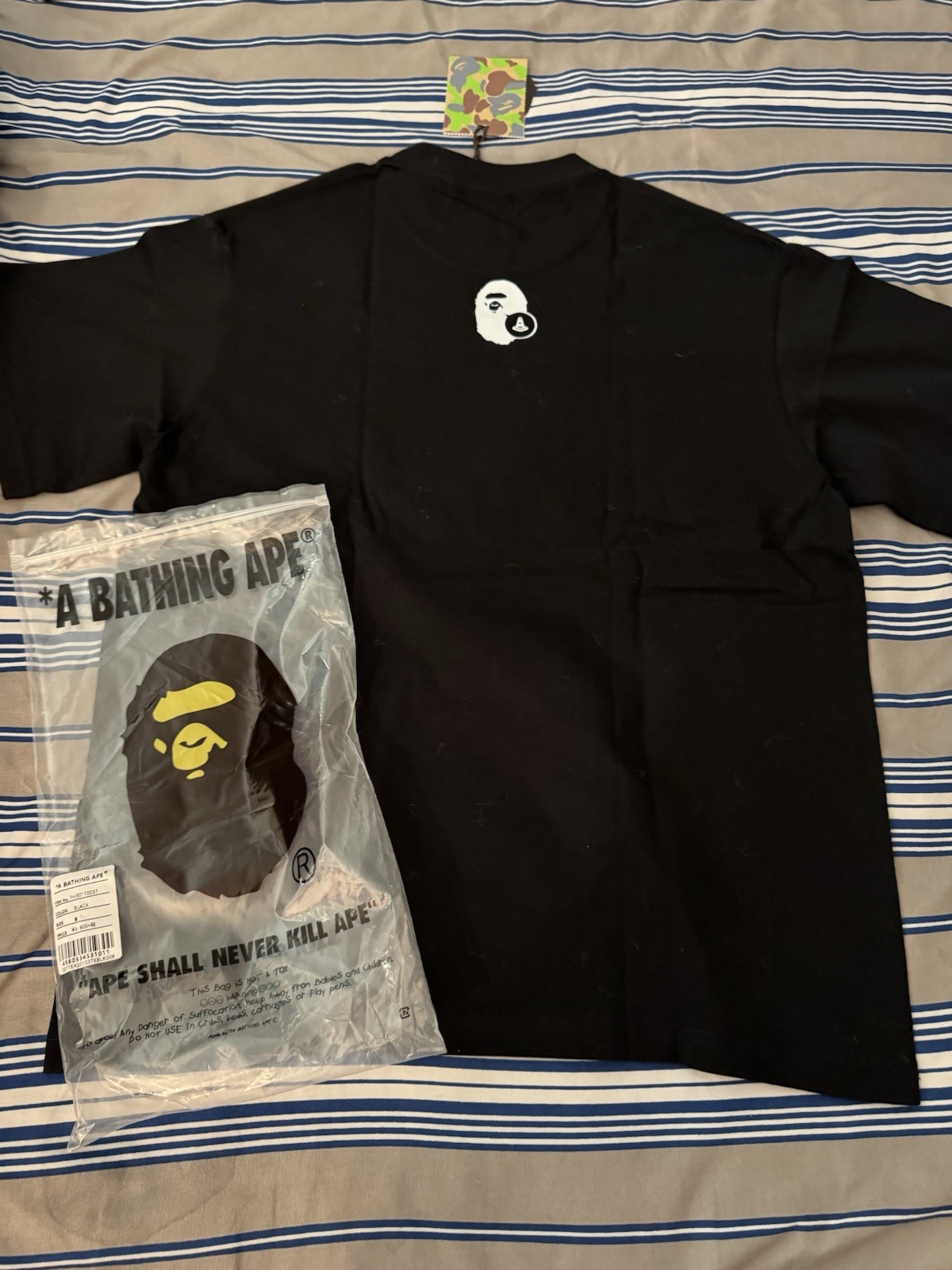 A Bathing Ape BAPE x Stüssy Logo Graphic Crew Neck T-Shirt Black/White M