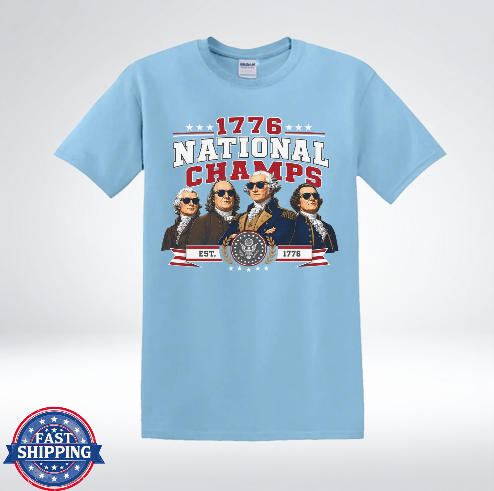 1776 National Champs Funny Patriotic Founding Fathers Retro T-Shirt