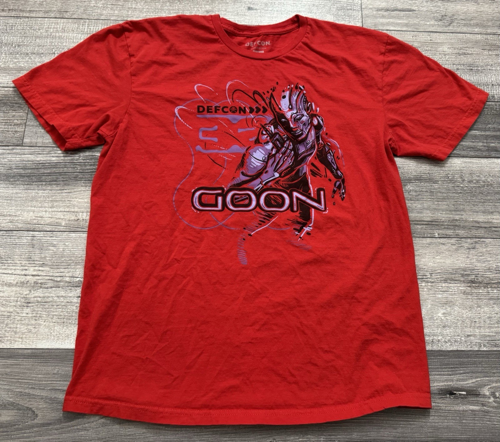 DefCon Goon Shirt Mens Large Security Hacking Training Red Short Sleeve Tee