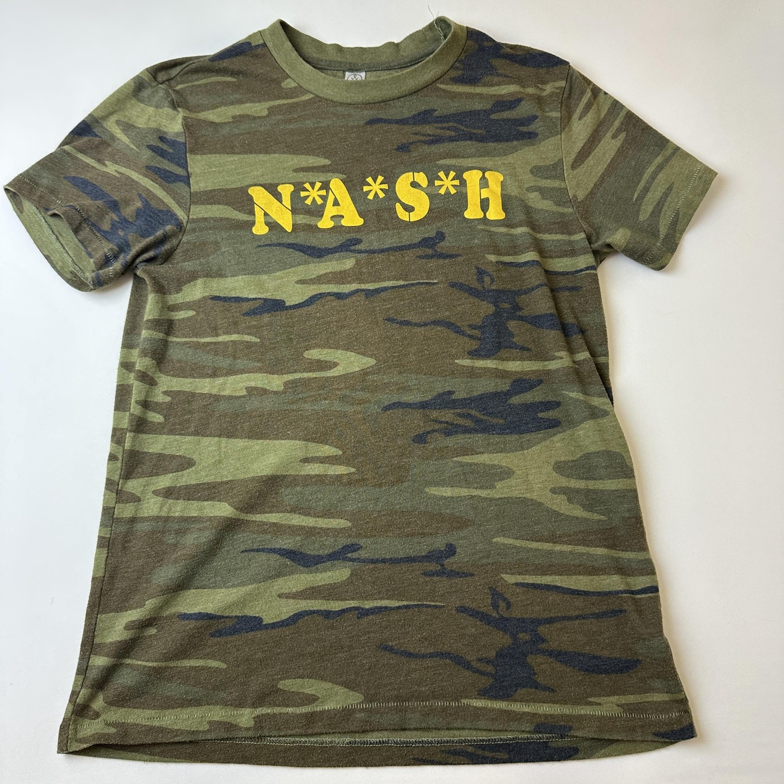 Barbell Voodoo N*A*S*H Shirt Mens Medium Camouflage Camo Graphic Tee Army Green