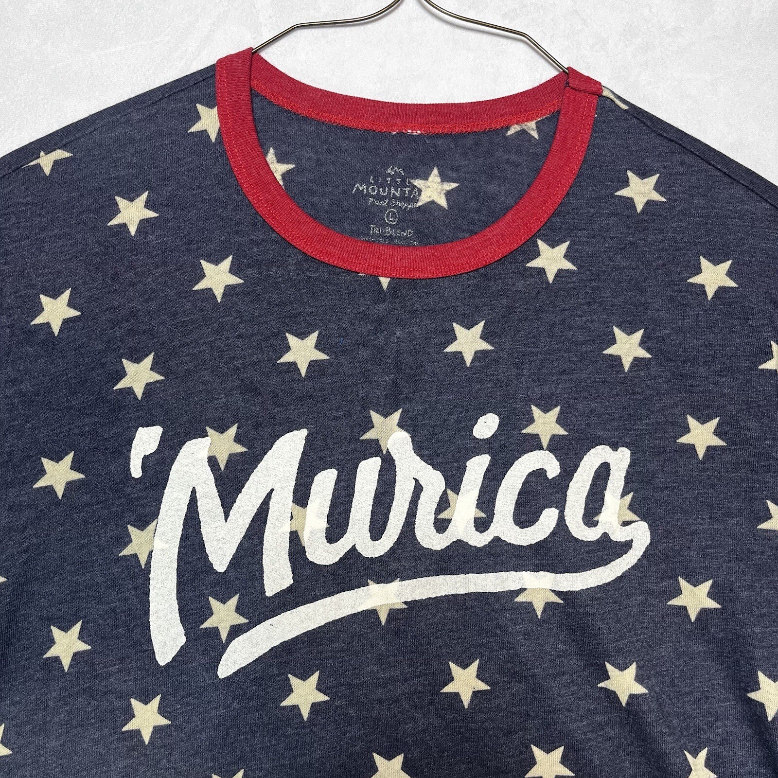 Little Mountain Print Shoppe ‘Murica T-Shirt USA Patriotic Soft Tri-Blend Large