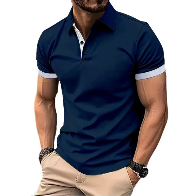 Men’s Color Polo Shirt Slim Fit Casual Gym Tshirt Fashion Tee English Style Gift