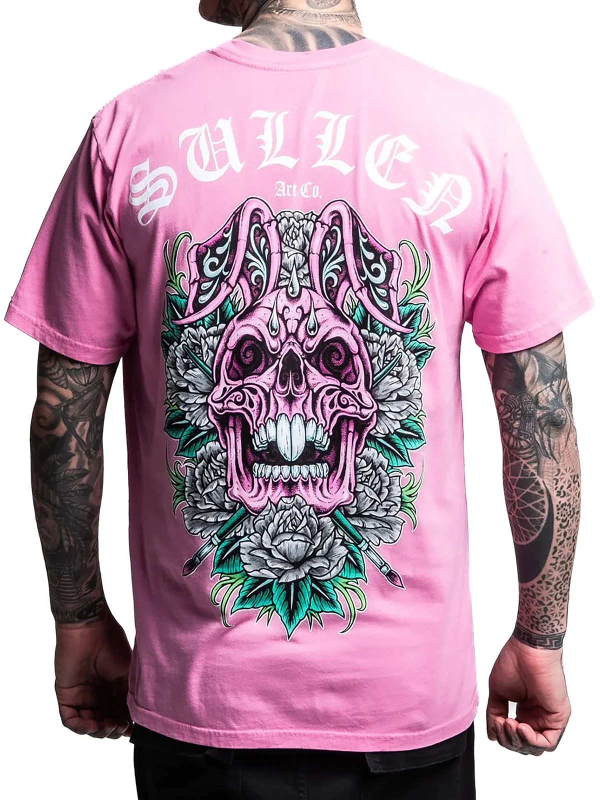 Sullen Men’s Skull Bunny 26 Short Sleeve Premium Graphic T-shirt Tattoo Easter
