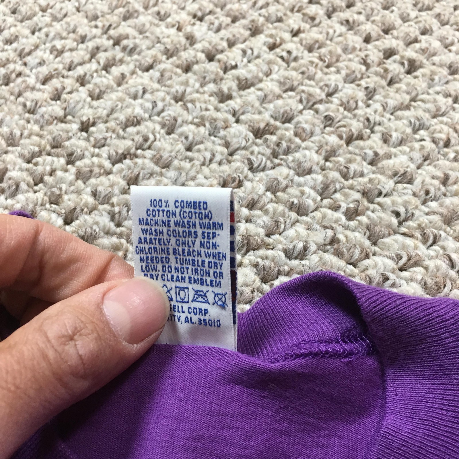 Vintage Russell Athletic Shirt Mens Large Purple Pocket High Cotton Tee USA NOS