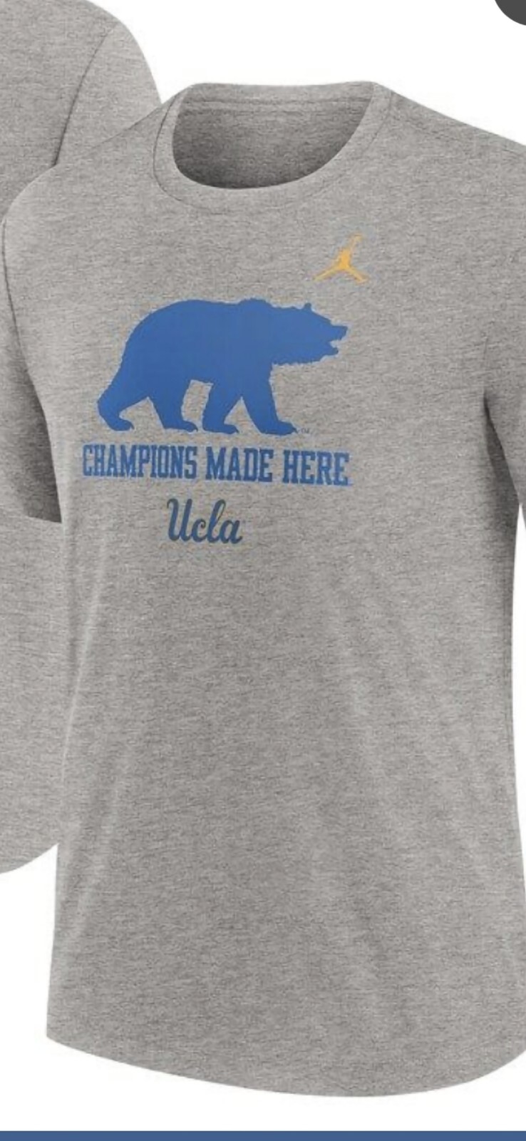 NWT UCLA Bruins Gray Champions Nike Tri Blend Soft Cotton Shirt Mens XXL