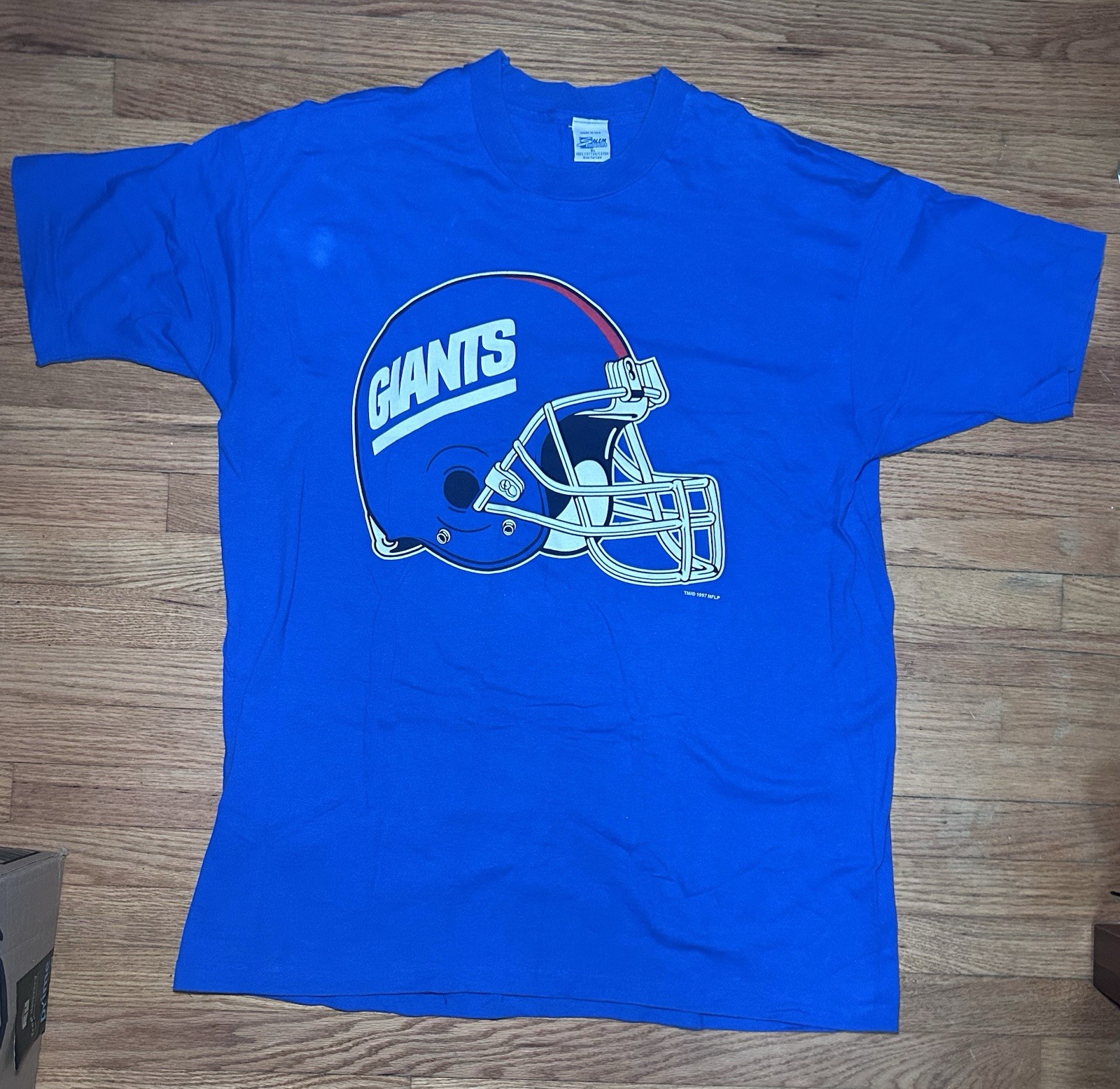 Vintage VTG 90s 1997 New York Giants NFL Salem Big Helmet Tee Xl Blue