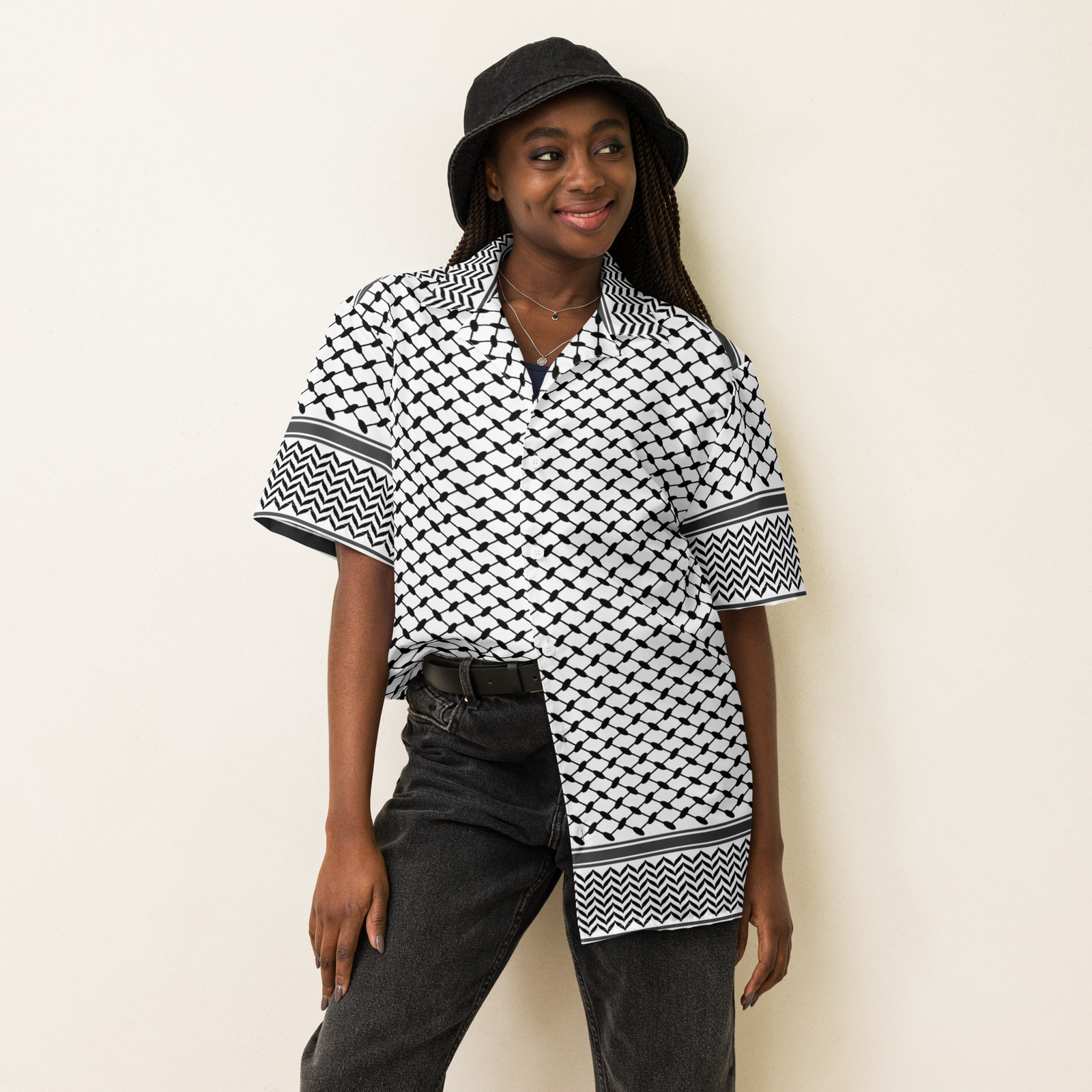 Keffiyeh Unisex button shirt, Palestine Keffiyeh Button Shirt, Keffiyeh Shirt