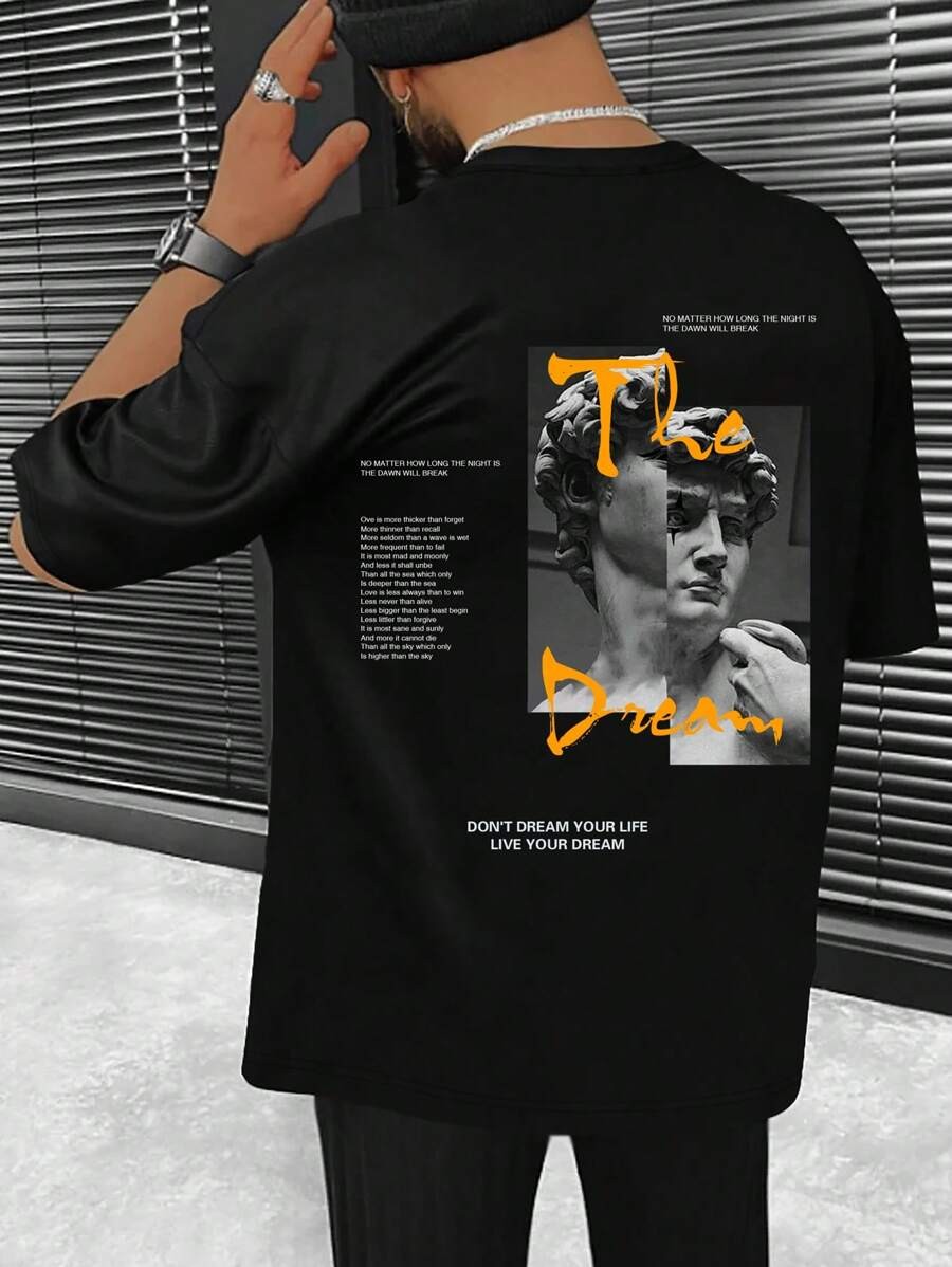 Manfinity LEGND Turtle Neck Graphic Tee Men’s Drop Shoulder Short Sleeve Street