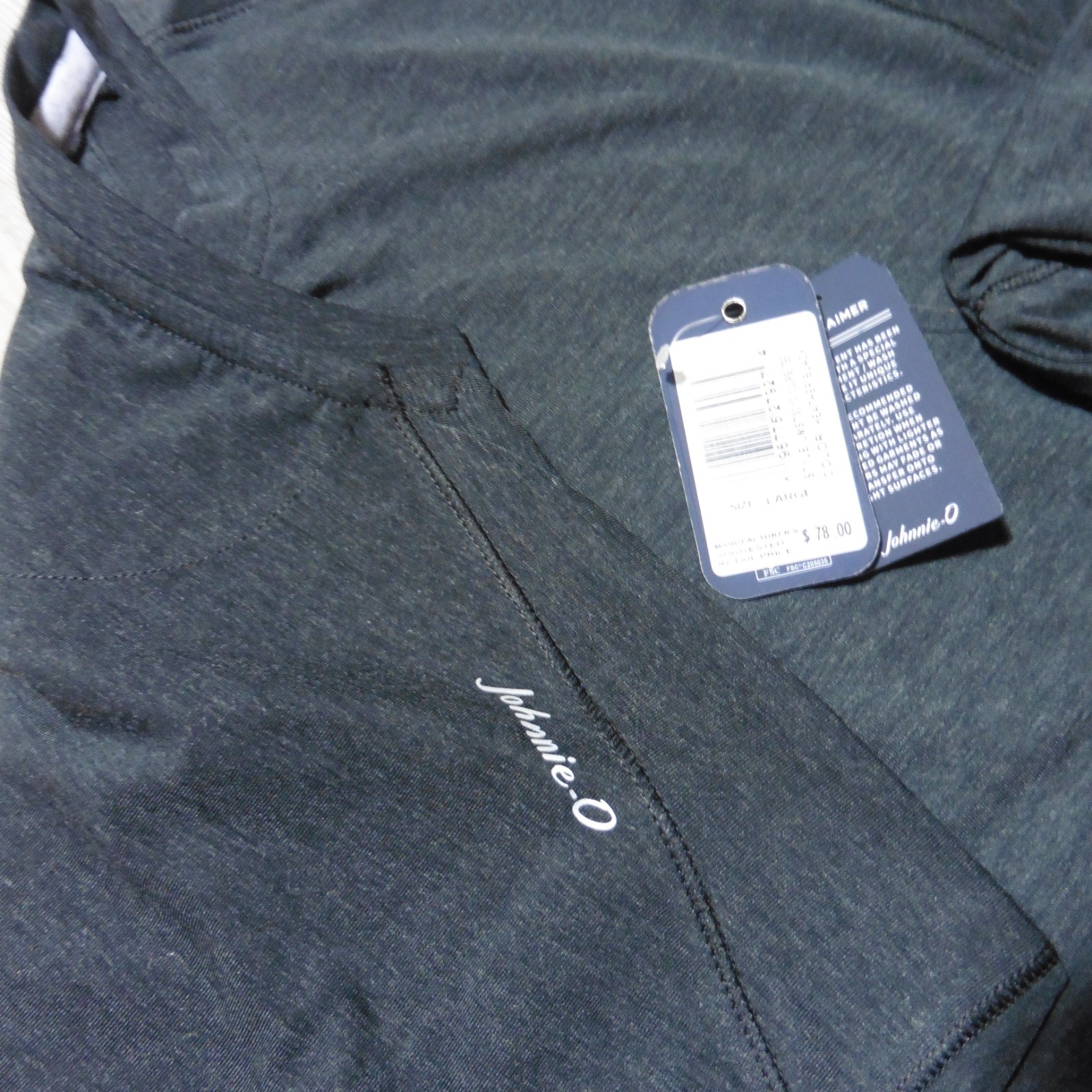 JOHNNIE O Mens L LARGE COURSE T SHIRT PERFORMANCE SHORT SLEEVE HEATHER BLACK
