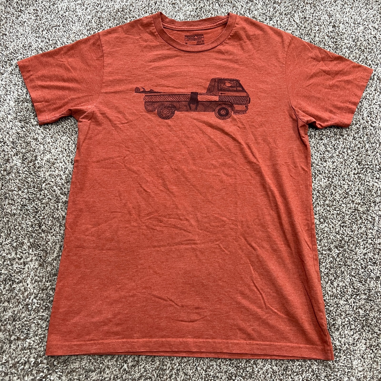 Patagonia Slim Fit Organic Cotton Men’s T-Shirt Size M Burnt Orange Surf Truck