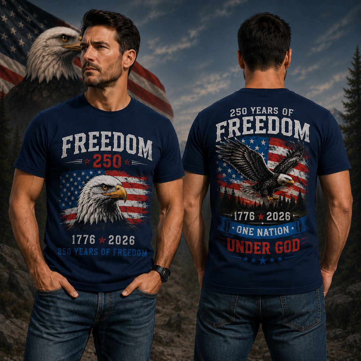 USA 250 Years Anniversary T-Shirt 1776-2026 Patriotic American Flag Tee (S-5XL)