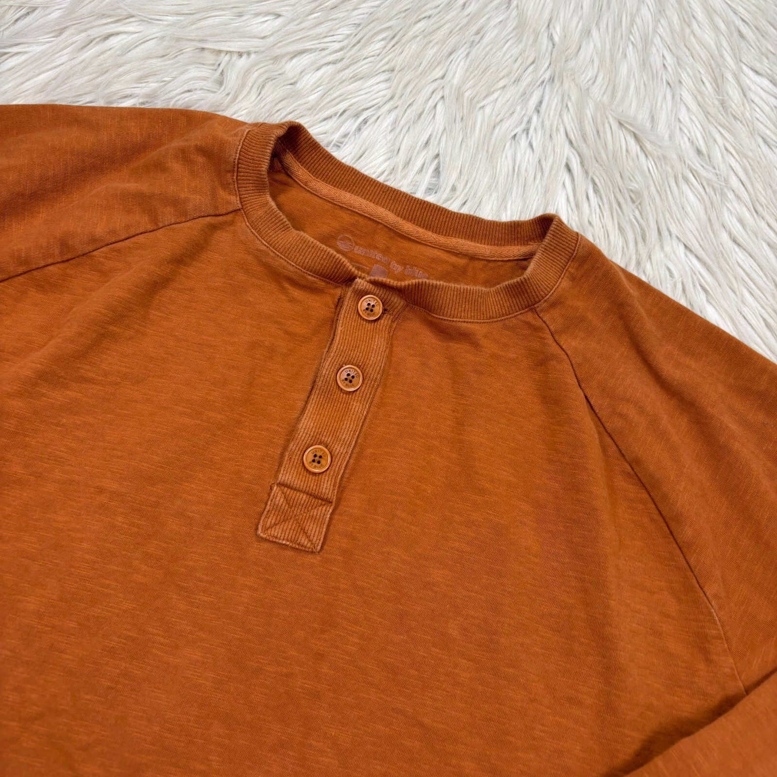 United by Blue Men’s L Burnt Orange Long Sleeve Henley Tee