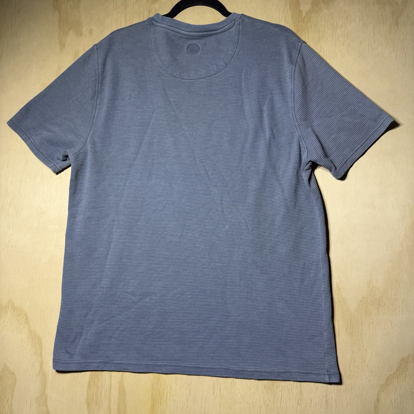 Common People Ribbed Knit T Shirt Large Blue Short Sleeve Casual Minimalist Tee