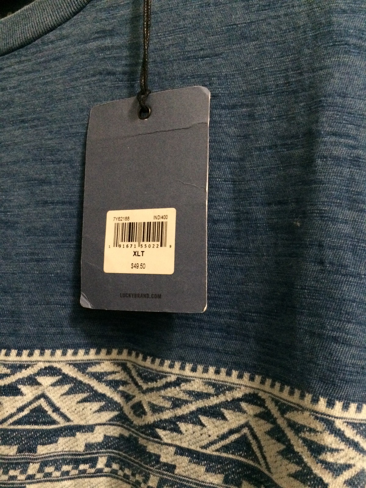 Indigo Jacard Chest Stripe Tee XL Tall NWT Tee