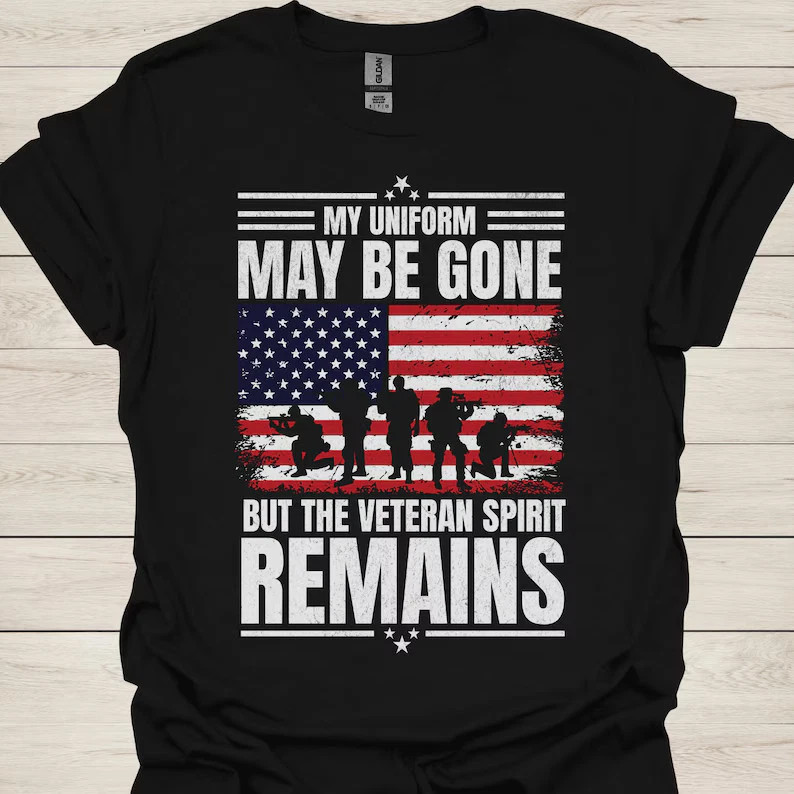 US Veteran T-Shirt Patriotic Military USA American Flag Gift Men Women