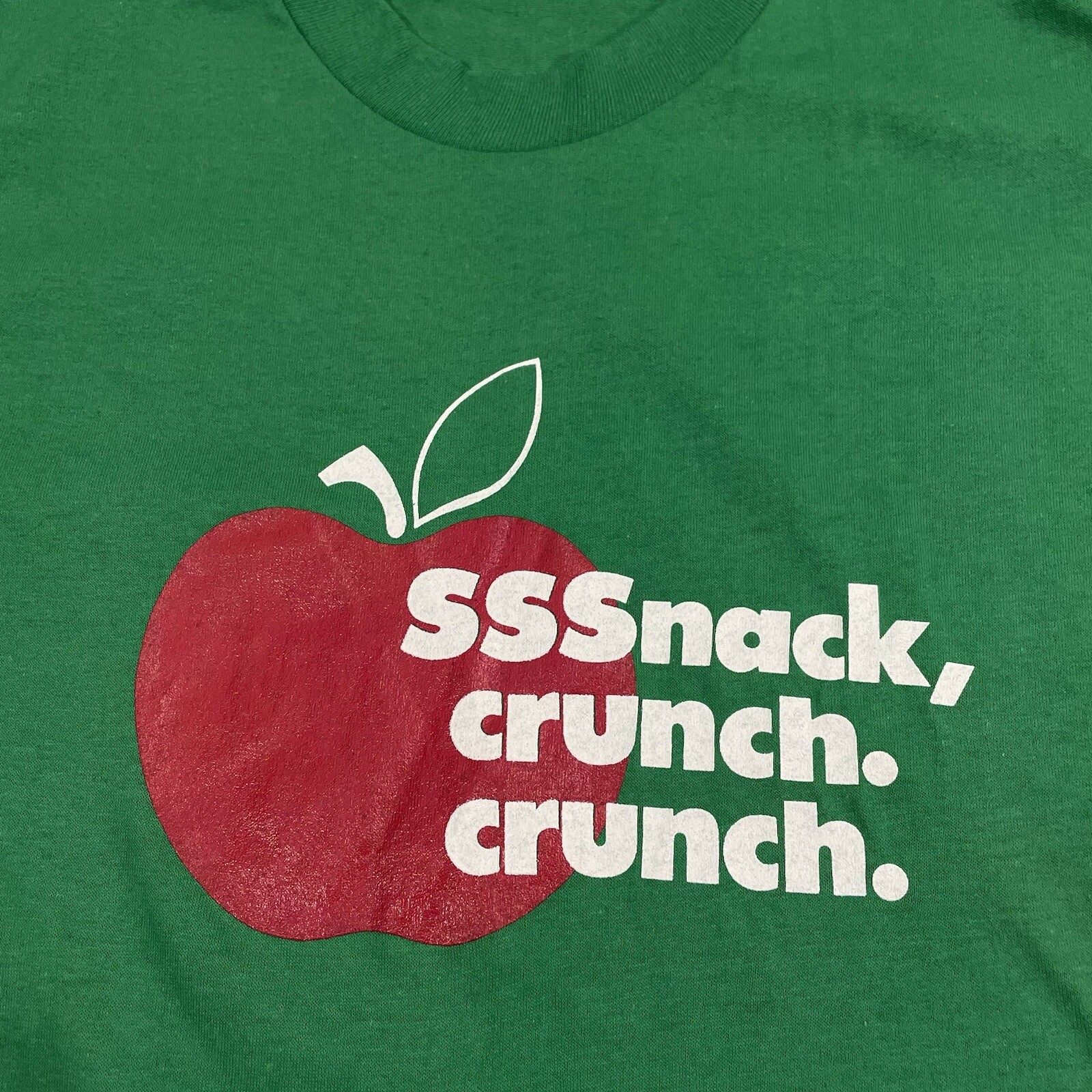 EUC! Vintage 80s Apple Green T Shirt Adult Mens S/M Fit 50/50 Graphic K-Brand