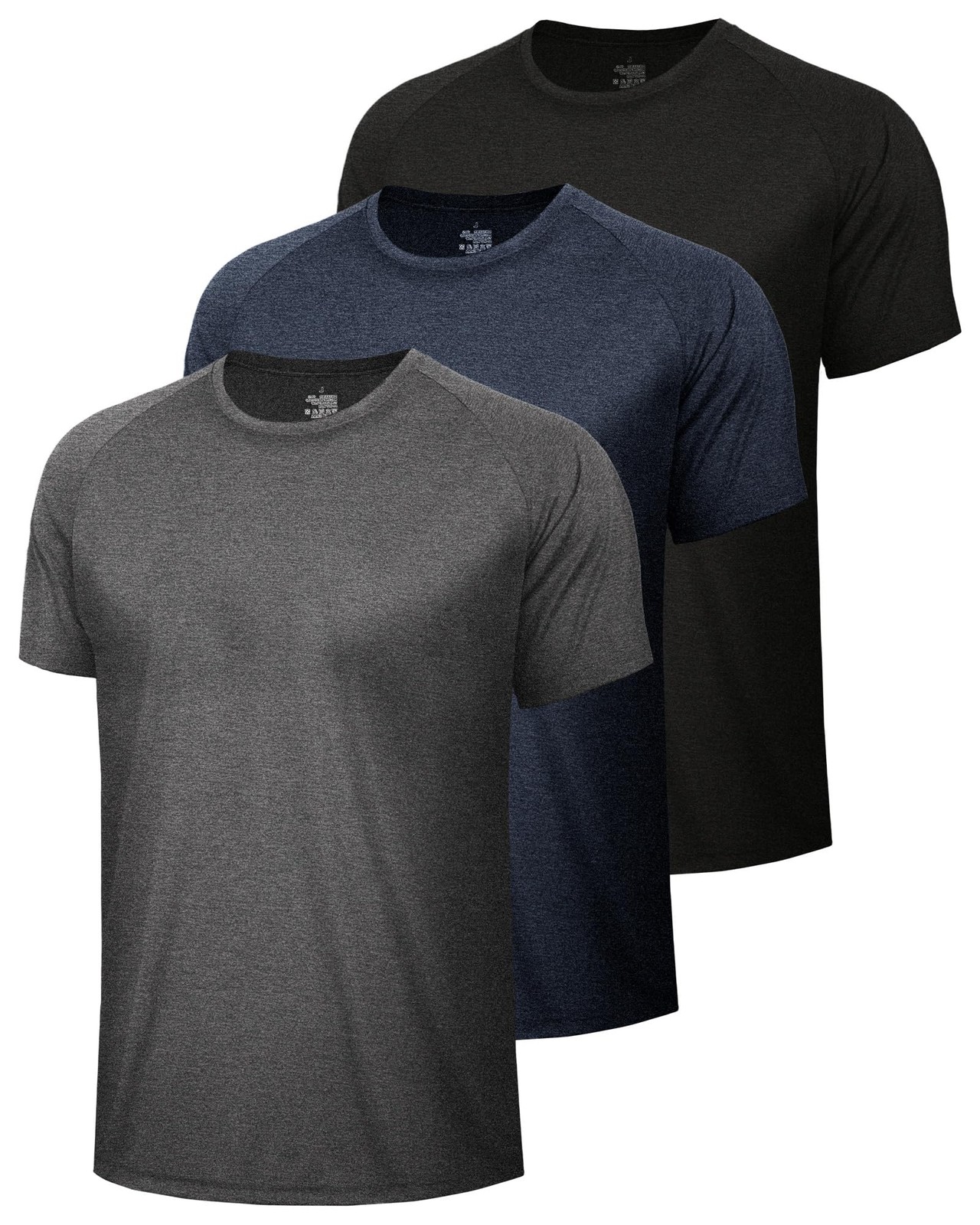 3 Pack Workout Mens Shirts – Quick Dry Causal Moisture Wicking Work Gym Athle…
