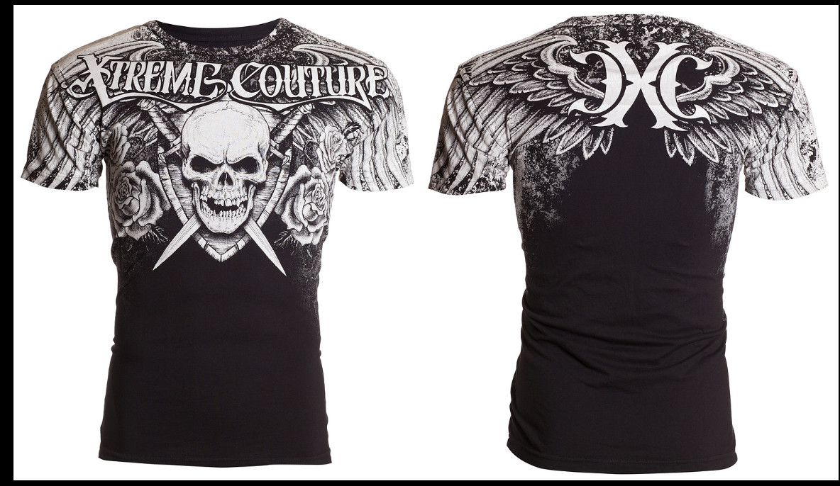 XTREME COUTURE by AFFLICTION Black White NINER Short Sleeve Slim Fit T-shirt NWT