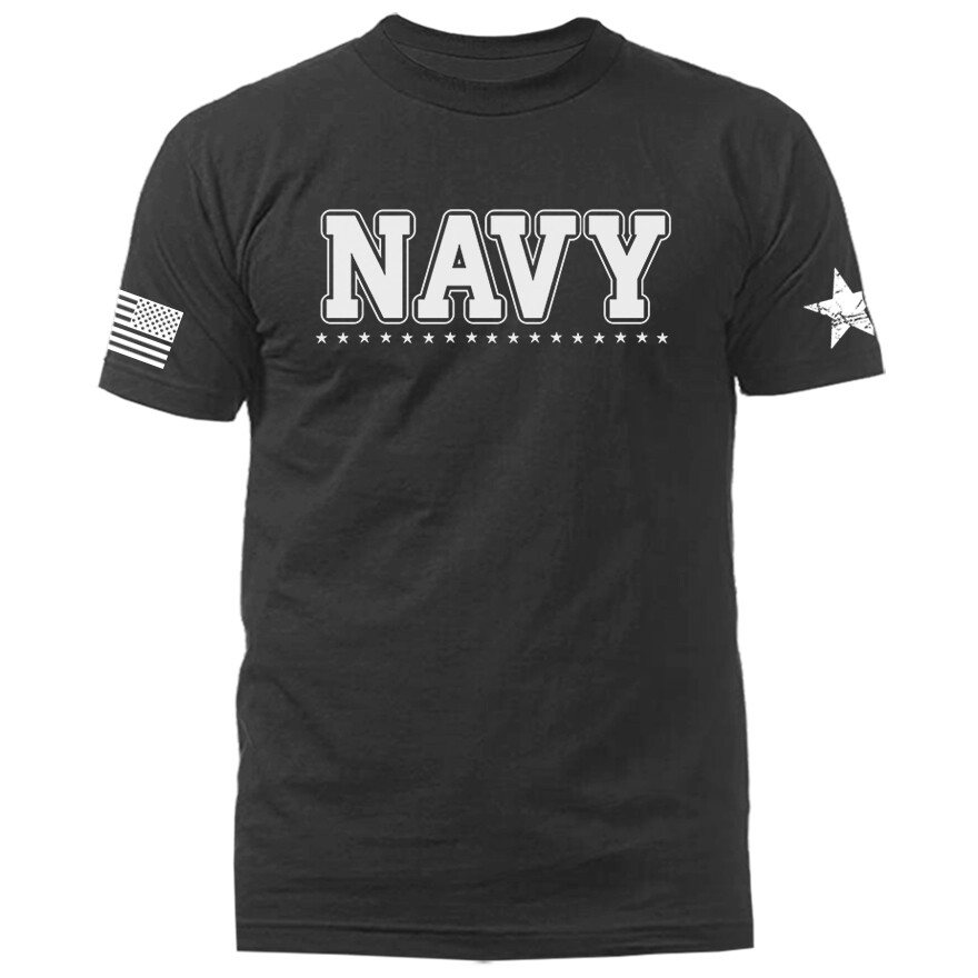 Navy Military Patriotic US Flag Veteran Graphic T-shirt