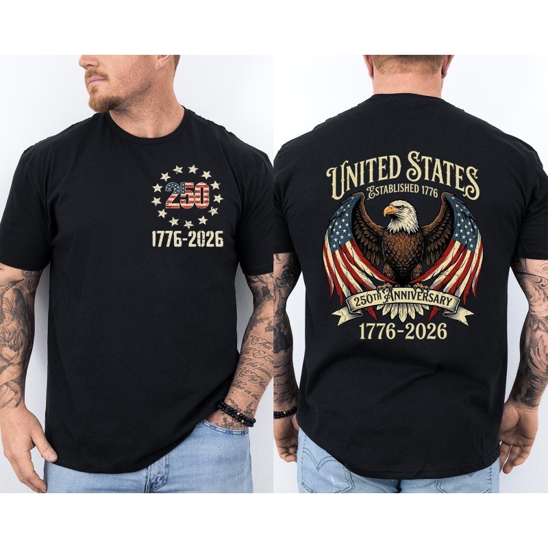 250 Years American Flag Bald Eagle 250th Anniversary USA Front & Back T-Shirt