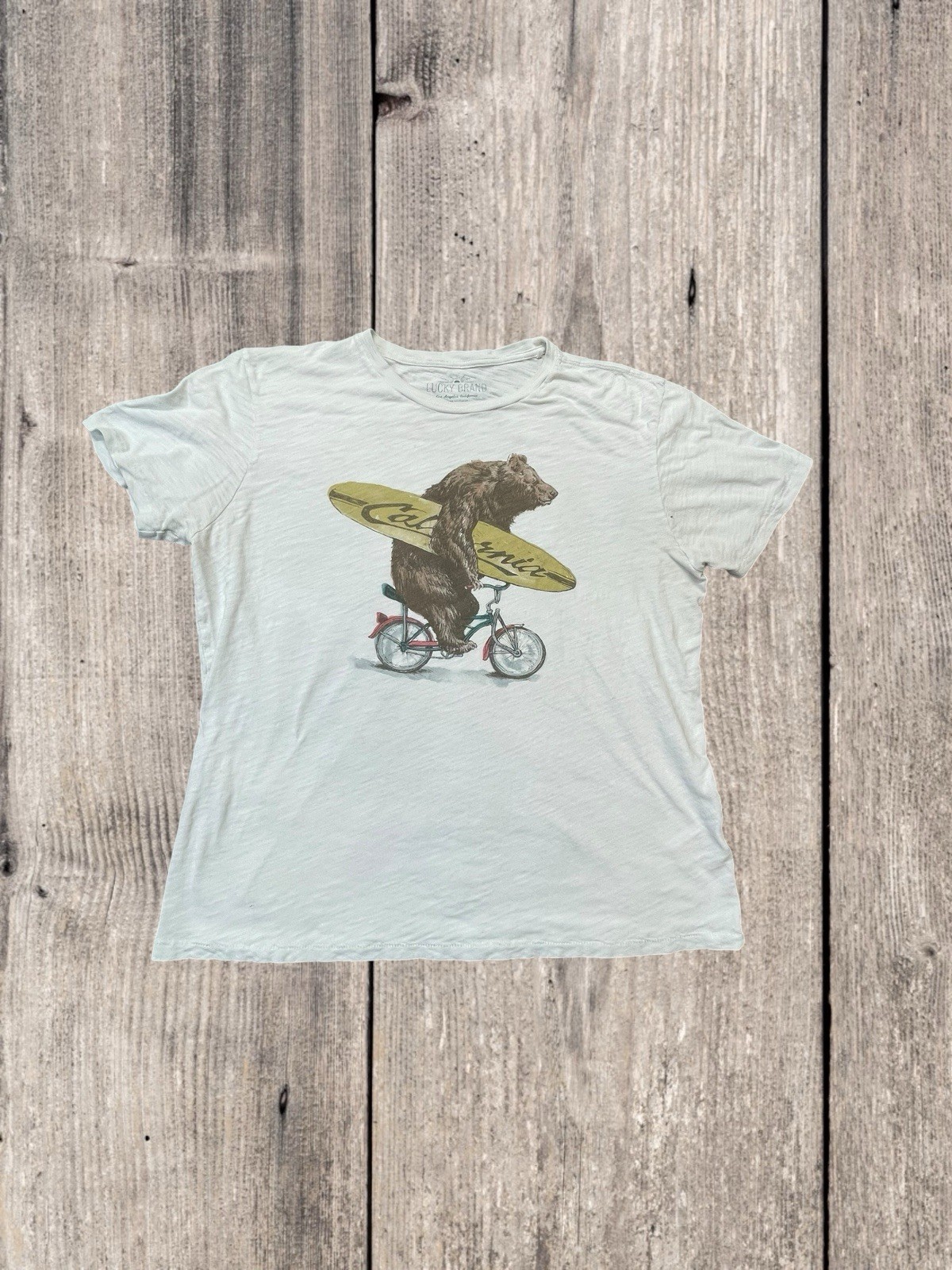 Lucky Brand Bear on Bicycle Graphic T-Shirt Size L