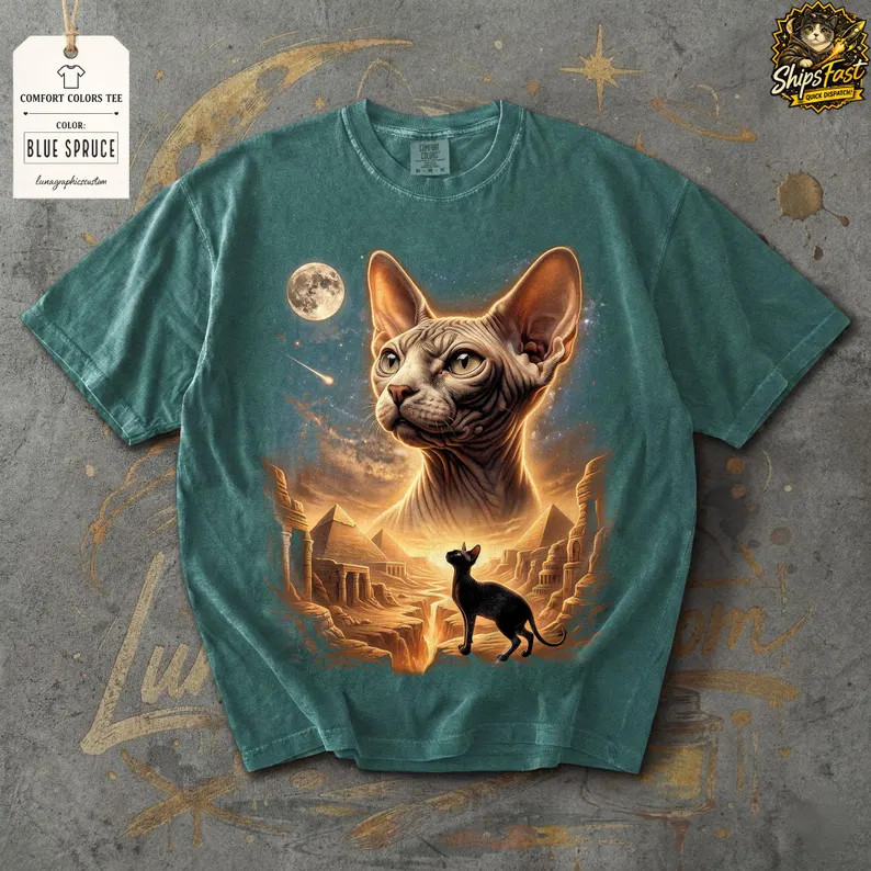 Sphynx Cat Moon Animal Graphic Comfort Tee
