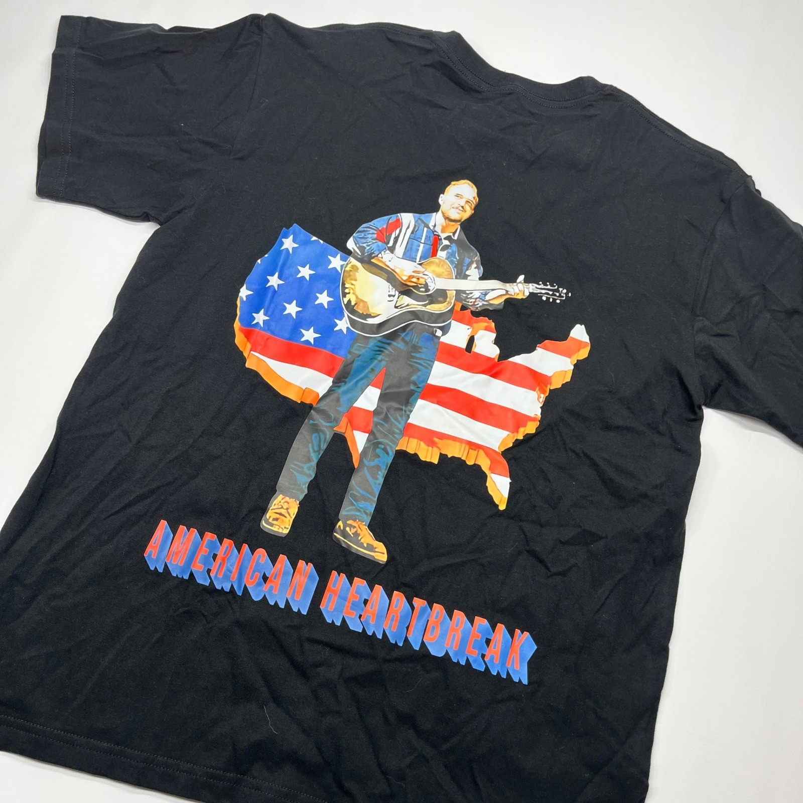 Zach Bryan T-Shirt Black Large American Heartbreak Tour Country Music Tee