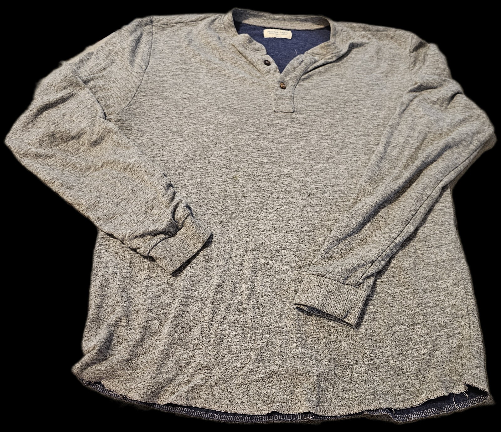 Marine Layer Henley Shirt Men L Gray Long Sleeve Soft Cotton Rayon Blend Casual